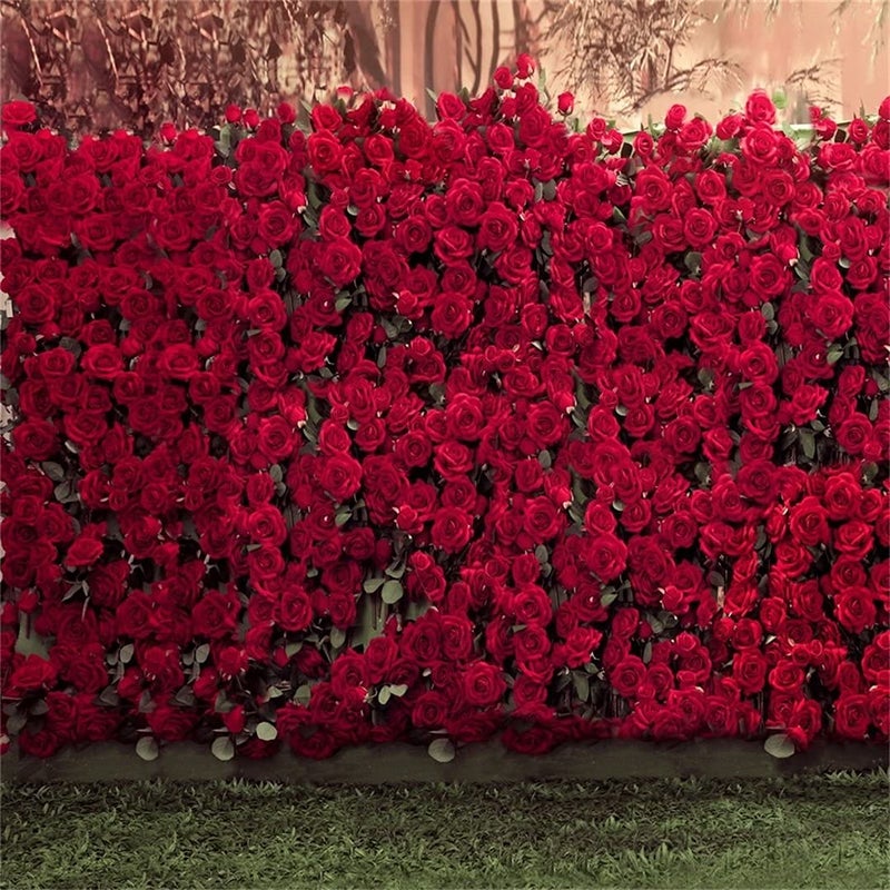AOFOTO 10x10ft Romantic Roses Backdrop Wedding Photography Background Garden Flowers Lovers Couple Girlfriend Bride Portrait Valentine's Day Photo Shoot Studio Props Seamless Wallpaper - Image 1